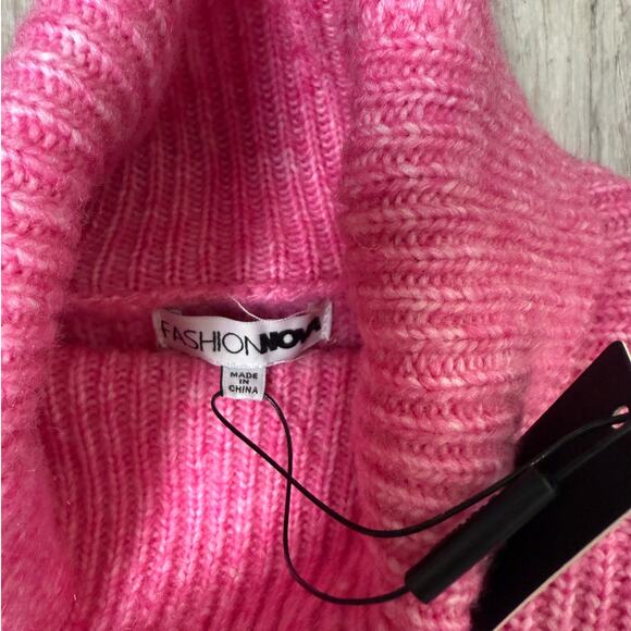 Fashion Nova NWT Clover Pink Chunky Knit Turtleneck Sweater Women’s 1X - Picture 7 of 12